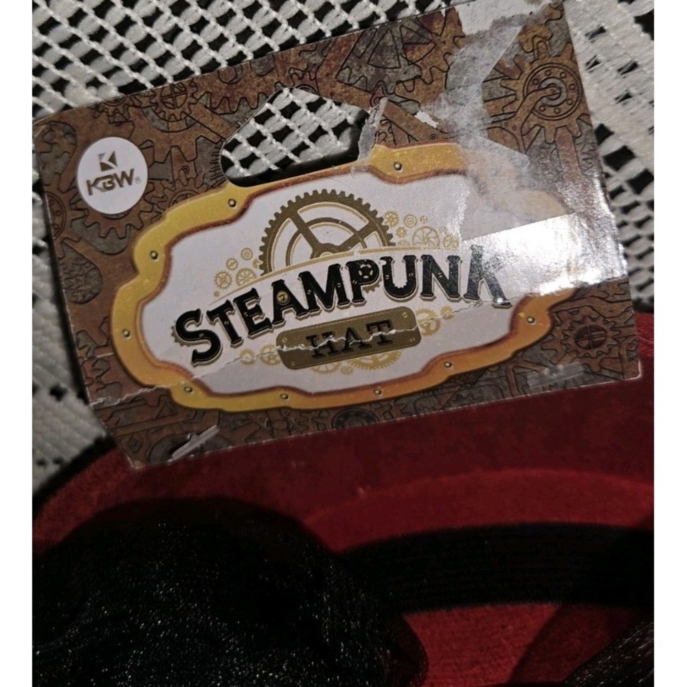NWT Red Steampunk Adult Top Hat Only Removable Goggles Cosplay Costume - Picture 4 of 5